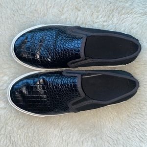 UGG Black Croc Embossed Slip On Sneakers